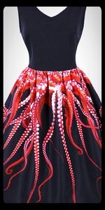 Octopus Print V Neckline Dress